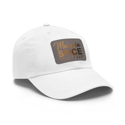 Melanin Spice Dad Hat with Leather Patch (Rectangle)