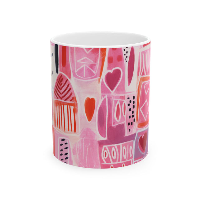 Pink African Print Ceramic Mug 11oz - NGOWE STORE