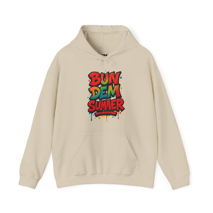 Bun Dem Summer Vibrant Summer Hoodie, Unisex Sweatshirt, Graffiti Style Apparel, Beach Theme Gift, Casual Summer Wear, Festival Clothing - NGOWE STORE