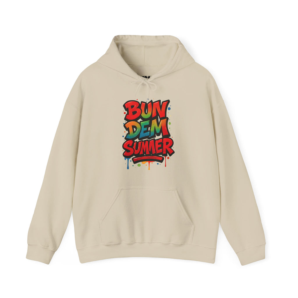 Bun Dem Summer Vibrant Summer Hoodie, Unisex Sweatshirt, Graffiti Style Apparel, Beach Theme Gift, Casual Summer Wear, Festival Clothing - NGOWE STORE