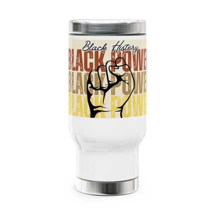 Black History Black Power Stainless Steel Travel Mug with Handle, 14oz - NGOWE STORE