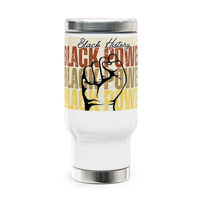 Black History Black Power Stainless Steel Travel Mug with Handle, 14oz - NGOWE STORE