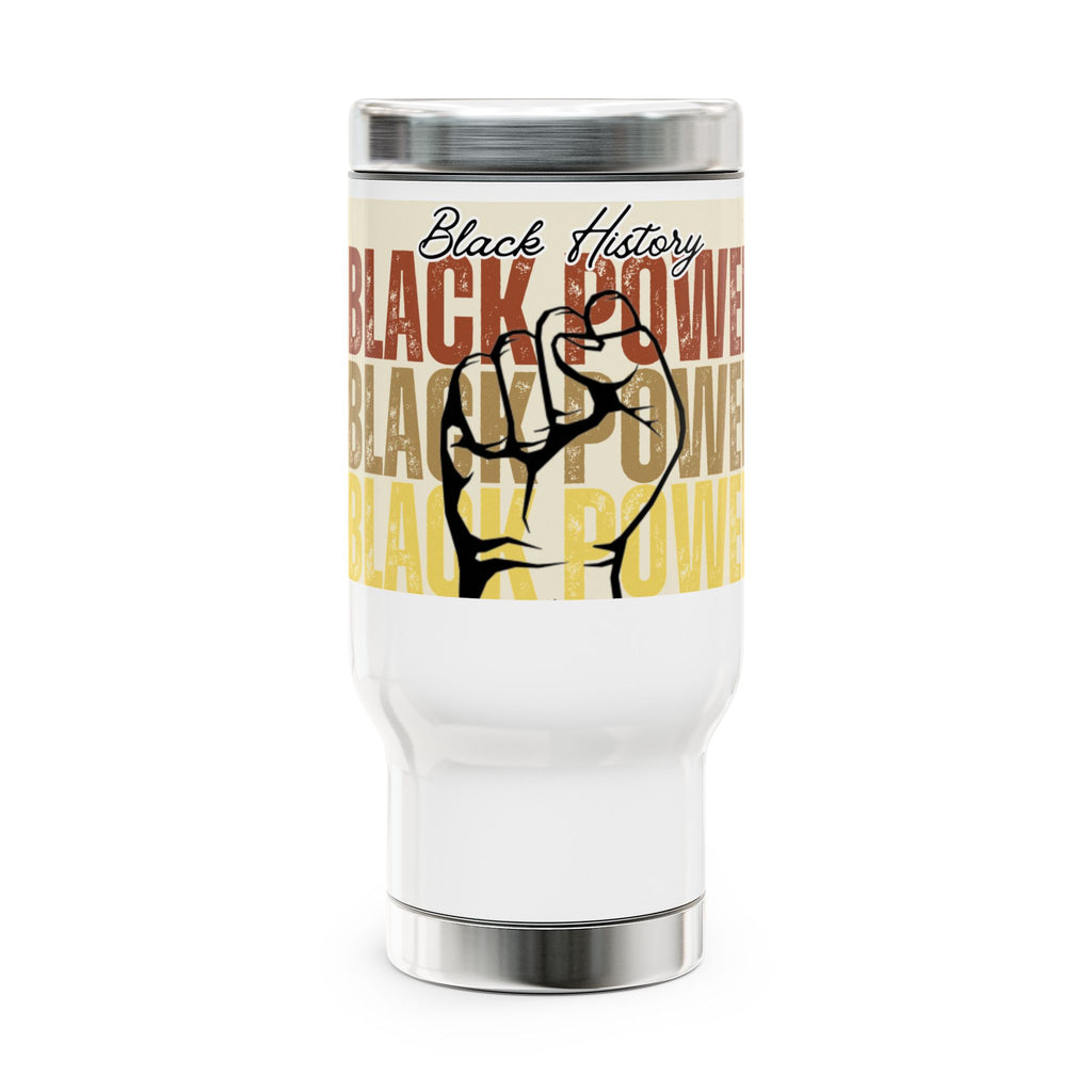 Black History Black Power Stainless Steel Travel Mug with Handle, 14oz - NGOWE STORE
