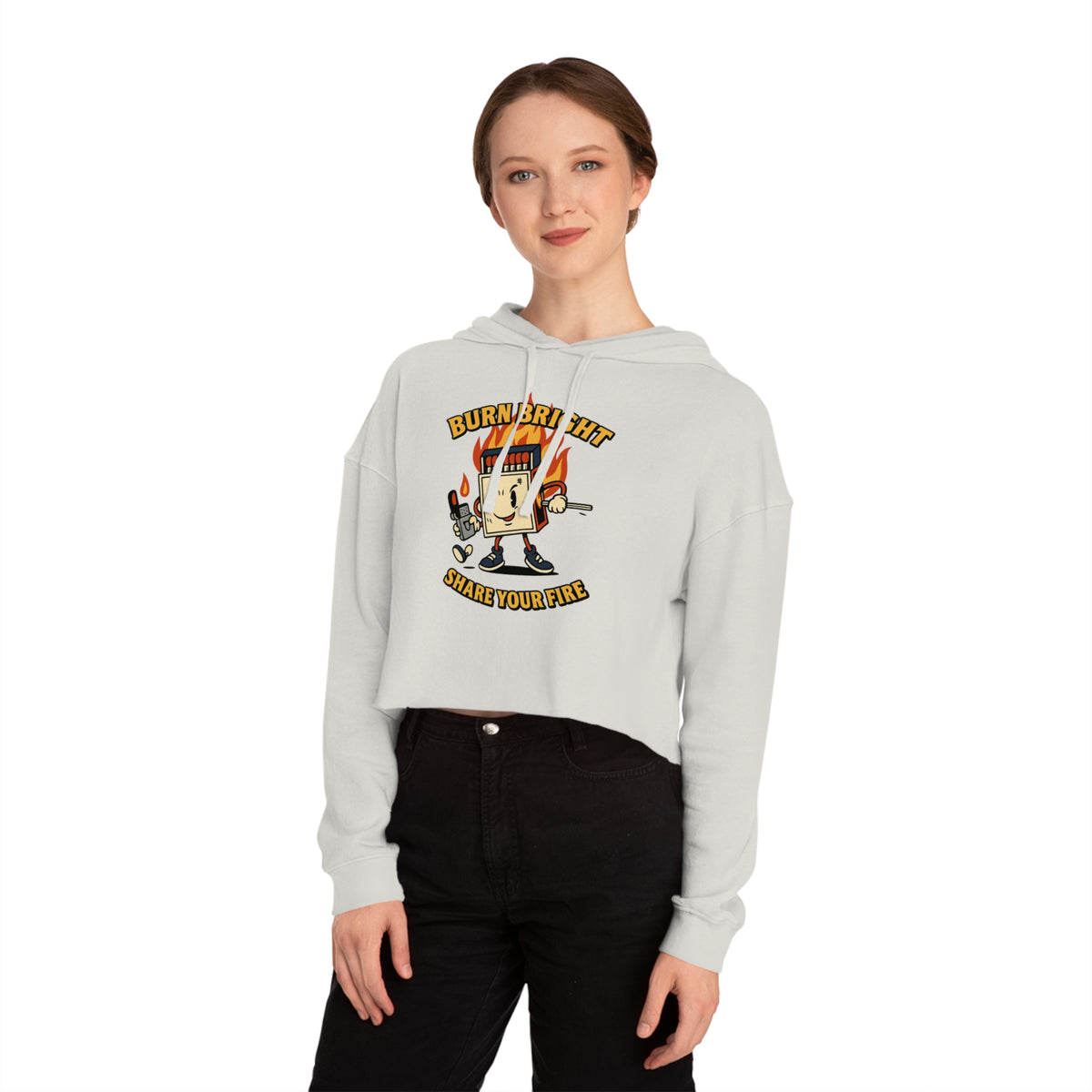 Bun Dem Summer Cropped Sweatshirt with Motivational Design Empire Edition - Burn Bright, Share Your Fire, Cute Hoodie for Women, Trendy Casual Wear, Gift for Her - NGOWE STORE
