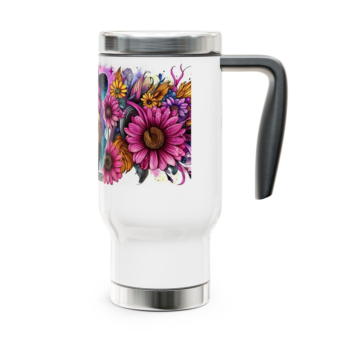I Am A Warrior Stainless Steel Travel Mug with Handle, 14oz - NGOWE STORE