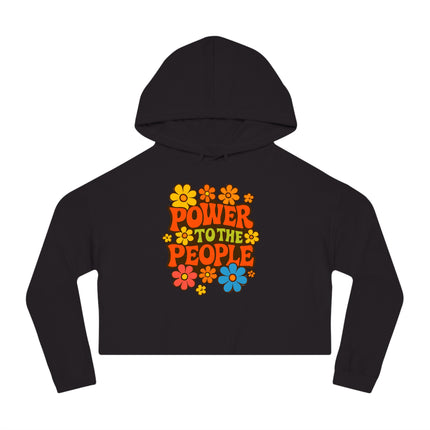 Bun Dem Summer Vintage-Inspired Cropped Hoodie Empire Edition - Power to the People, Flower Power Sweatshirt, Women's Casual Wear, Boho Hoodie, Summer Festival Outfit
