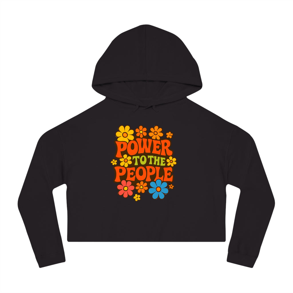 Bun Dem Summer Vintage-Inspired Cropped Hoodie Empire Edition - Power to the People, Flower Power Sweatshirt, Women's Casual Wear, Boho Hoodie, Summer Festival Outfit - NGOWE STORE