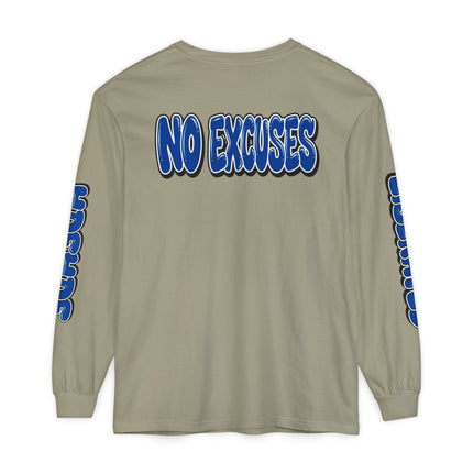 FEARLESS “AdeAde No Excuses” Long Sleeve T-Shirt | NGOWE Fearless Collection – Unisex Motivation Garment-dyed