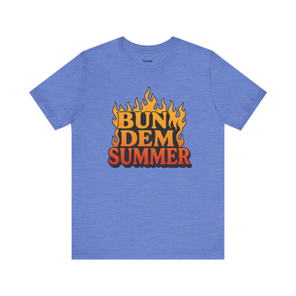 BUN DEM SUMMER Vibes! Graphic Tee - Unisex Short Sleeve T-Shirt, Fun Summer Outfit, Casual Wear, Beach Day Apparel, Gift for Summer Lovers