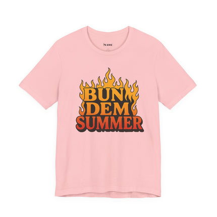 BUN DEM SUMMER Vibes! Graphic Tee - Unisex Short Sleeve T-Shirt, Fun Summer Outfit, Casual Wear, Beach Day Apparel, Gift for Summer Lovers