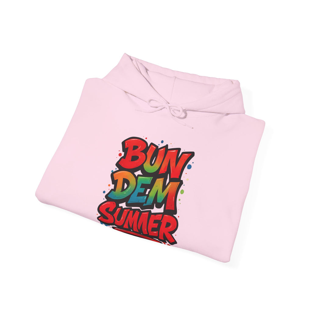 Bun Dem Summer Vibrant Summer Hoodie, Unisex Sweatshirt, Graffiti Style Apparel, Beach Theme Gift, Casual Summer Wear, Festival Clothing - NGOWE STORE