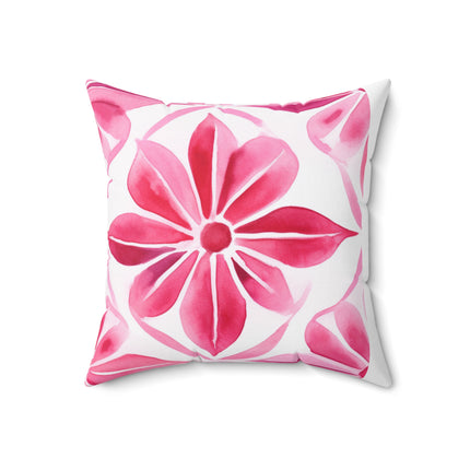 Pink Flower Spun Polyester Square Pillow - NGOWE STORE