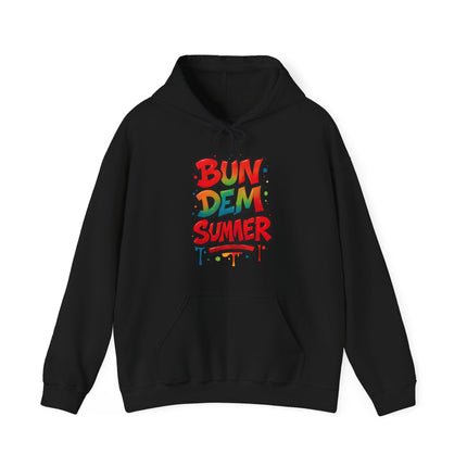 Bun Dem Summer Vibrant Summer Hoodie, Unisex Sweatshirt, Graffiti Style Apparel, Beach Theme Gift, Casual Summer Wear, Festival Clothing - NGOWE STORE