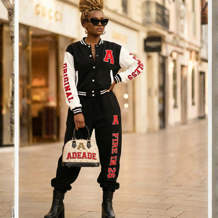 AdeAde “Original Fire – Fire In 26” Varsity Set - Athletic Joggers (AOP) - NGOWE STORE