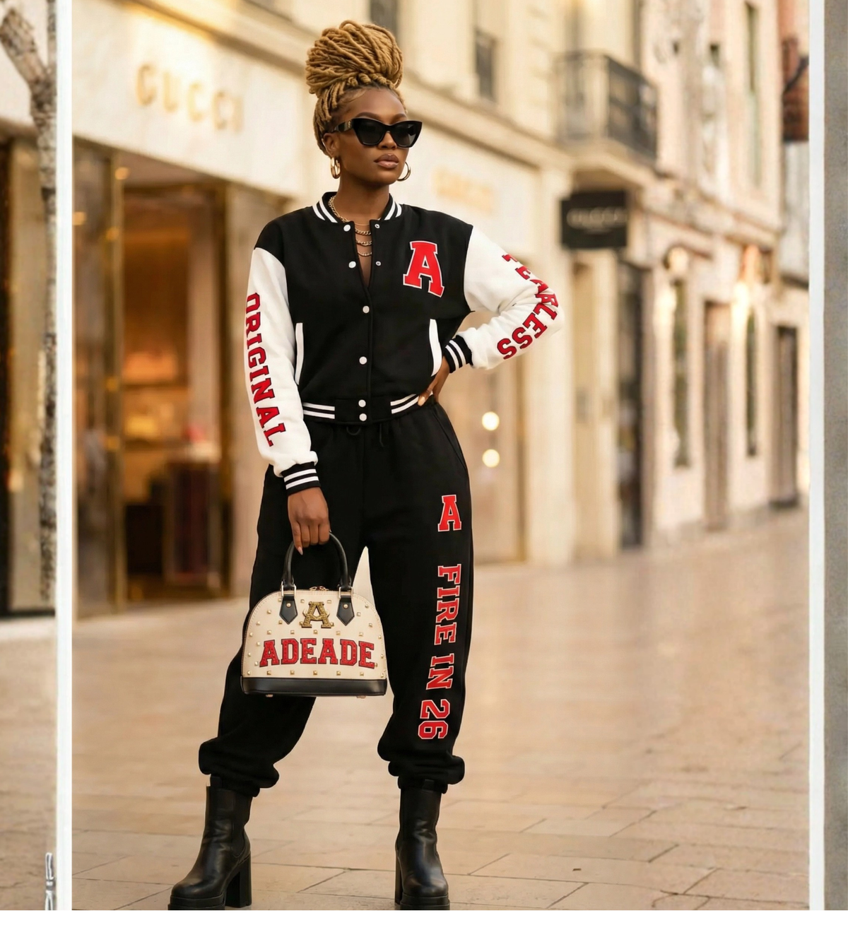 AdeAde “Original Fire – Fire In 26” Varsity Set - Athletic Joggers (AOP) - NGOWE STORE
