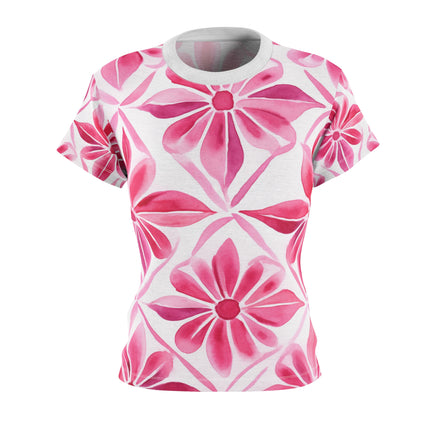 Soft Pink Flowers Women's Cut & Sew Tee (AOP)