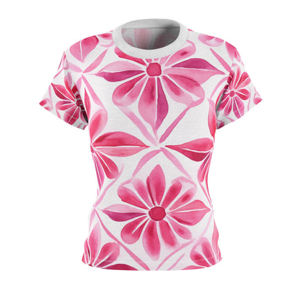 Soft Pink Flowers Women's Cut & Sew Tee (AOP) - NGOWE STORE