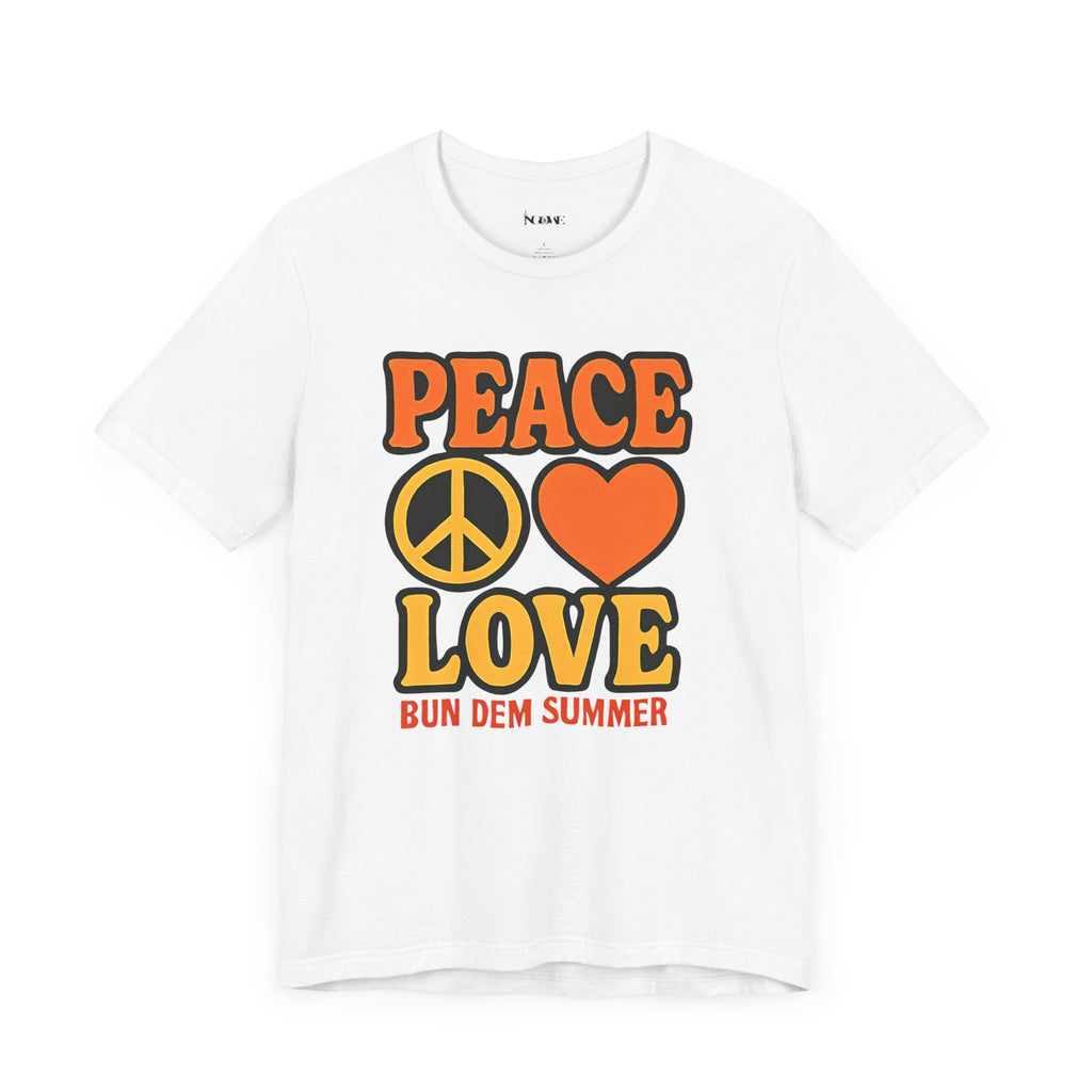 Peace & Love Summer Vibes Unisex Tee, Perfect for Festivals, Casual Outfits, Gifts, Music Events, and Spreading Positivity - NGOWE STORE