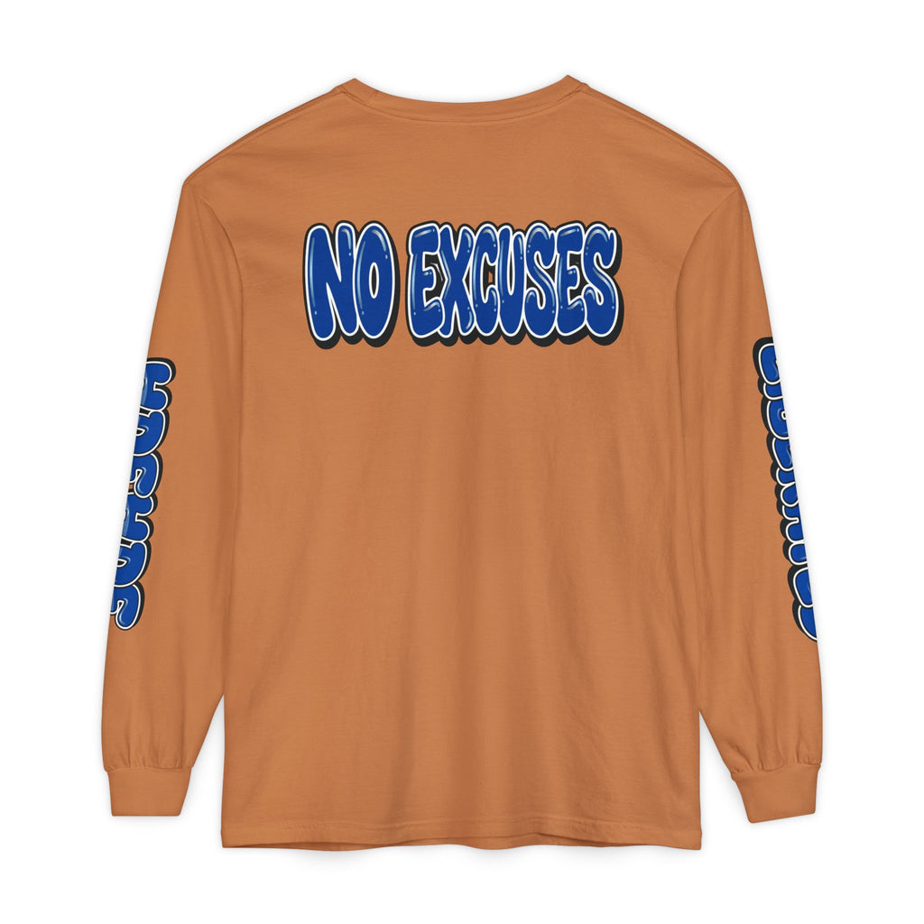 FEARLESS “AdeAde No Excuses” Long Sleeve T-Shirt | NGOWE Fearless Collection – Unisex Motivation Garment-dyed - NGOWE STORE