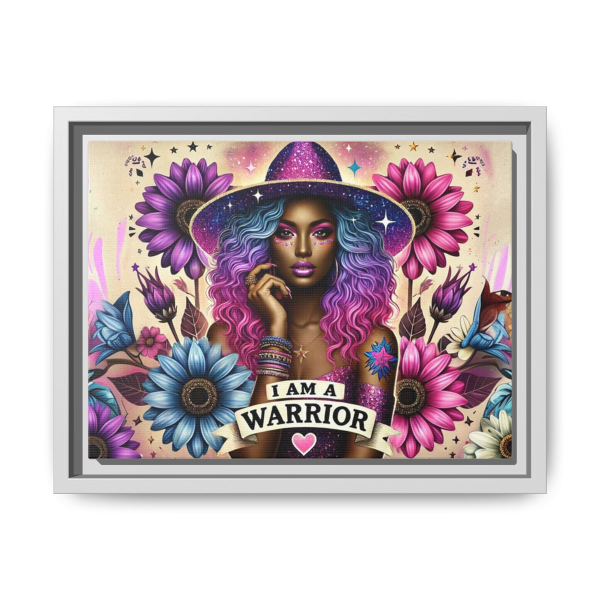 I Am A Warrior Affirmation Matte Canvas, Framed (Multi-color) - NGOWE STORE