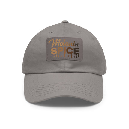 Melanin Spice Dad Hat with Leather Patch (Rectangle)