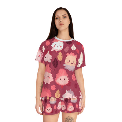 Smiling Face Fabric Women's Short Pajama Set (AOP) - NGOWE STORE