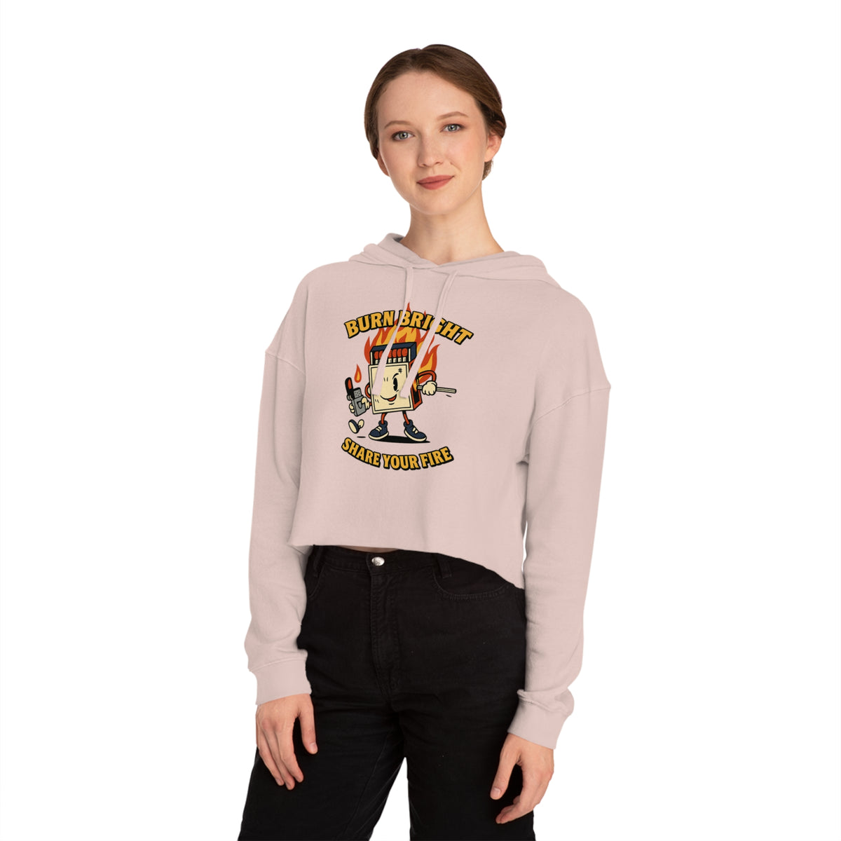 Bun Dem Summer Cropped Sweatshirt with Motivational Design Empire Edition - Burn Bright, Share Your Fire, Cute Hoodie for Women, Trendy Casual Wear, Gift for Her - NGOWE STORE