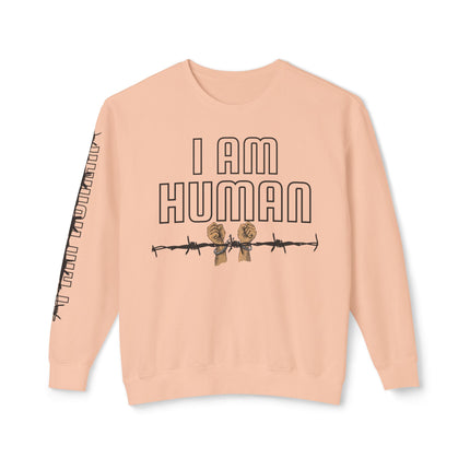 HUMAN Unisex Lightweight Crewneck Sweatshirt - 'I Am Human' Graphic