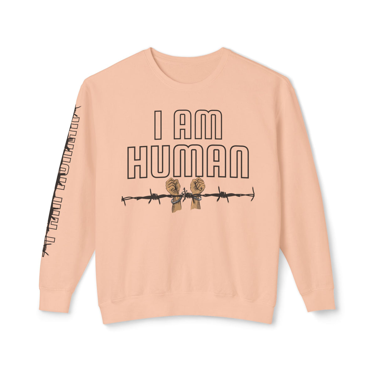 HUMAN Unisex Lightweight Crewneck Sweatshirt - 'I Am Human' Graphic - NGOWE STORE