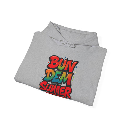 Bun Dem Summer Vibrant Summer Hoodie, Unisex Sweatshirt, Graffiti Style Apparel, Beach Theme Gift, Casual Summer Wear, Festival Clothing - NGOWE STORE