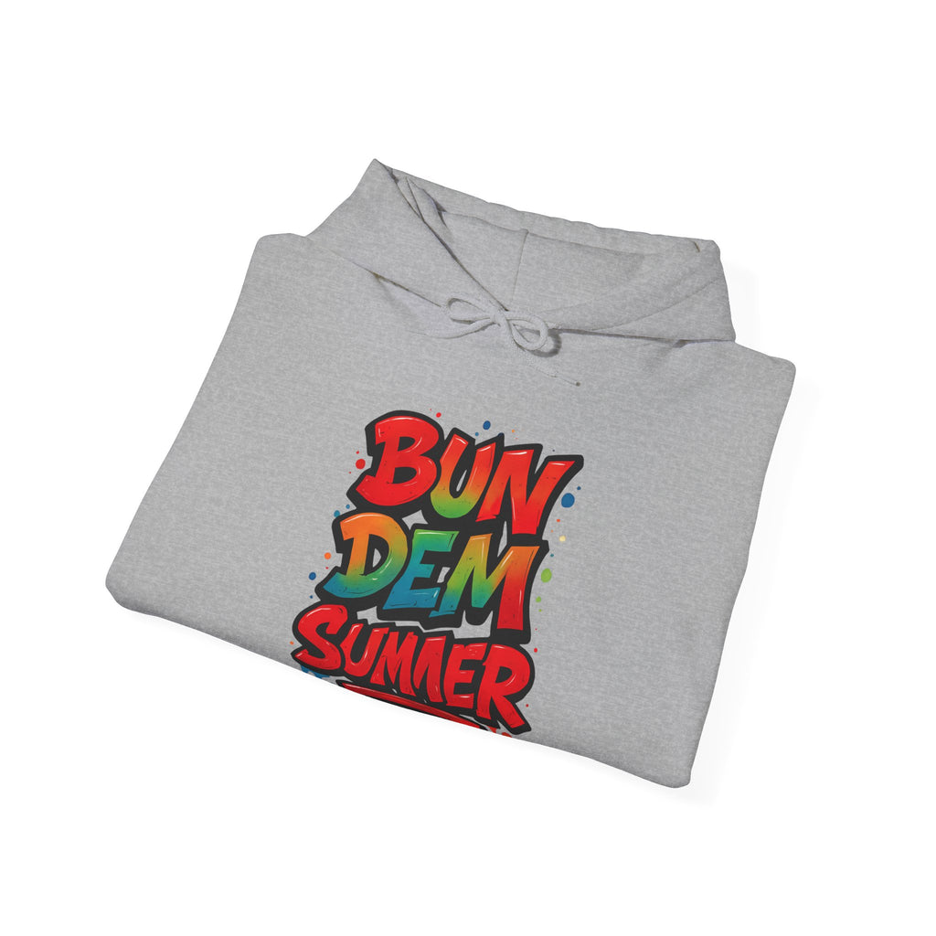 Bun Dem Summer Vibrant Summer Hoodie, Unisex Sweatshirt, Graffiti Style Apparel, Beach Theme Gift, Casual Summer Wear, Festival Clothing - NGOWE STORE
