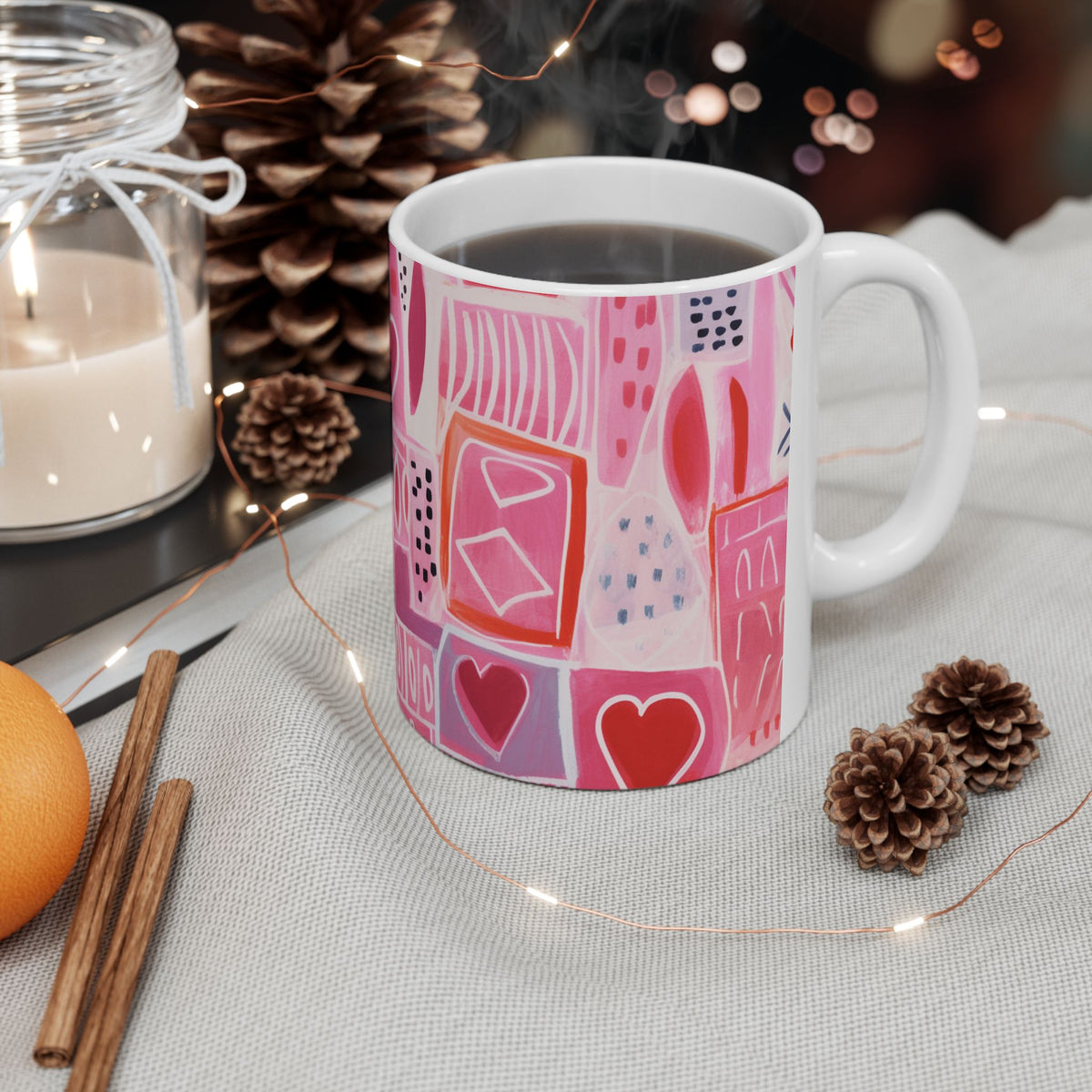 Pink African Print Ceramic Mug 11oz - NGOWE STORE