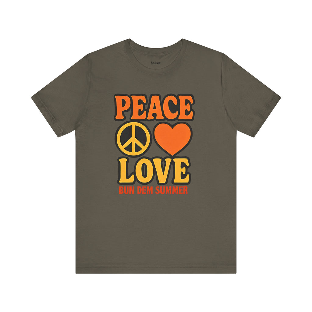 Peace & Love Summer Vibes Unisex Tee, Perfect for Festivals, Casual Outfits, Gifts, Music Events, and Spreading Positivity - NGOWE STORE