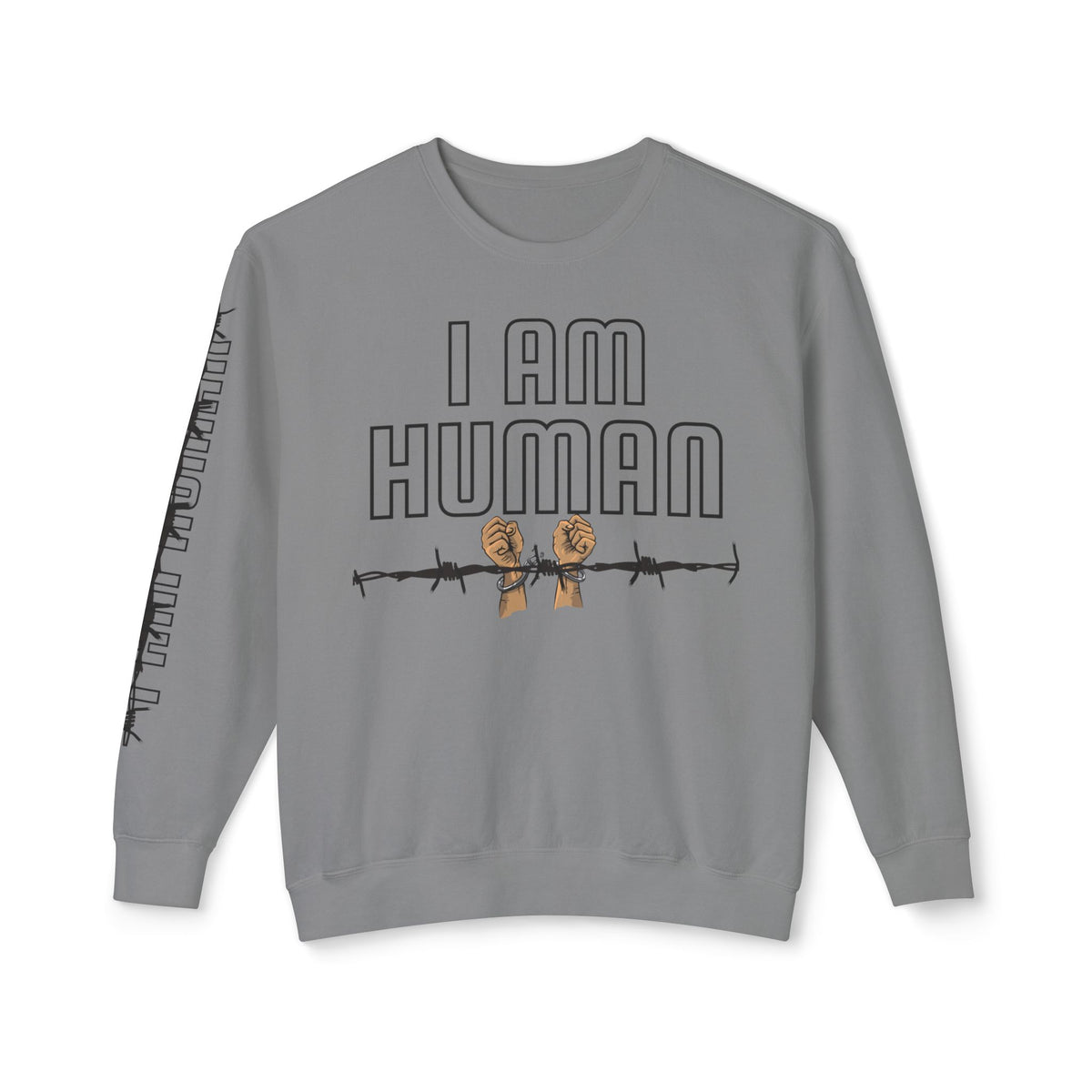 HUMAN Unisex Lightweight Crewneck Sweatshirt - 'I Am Human' Graphic - NGOWE STORE