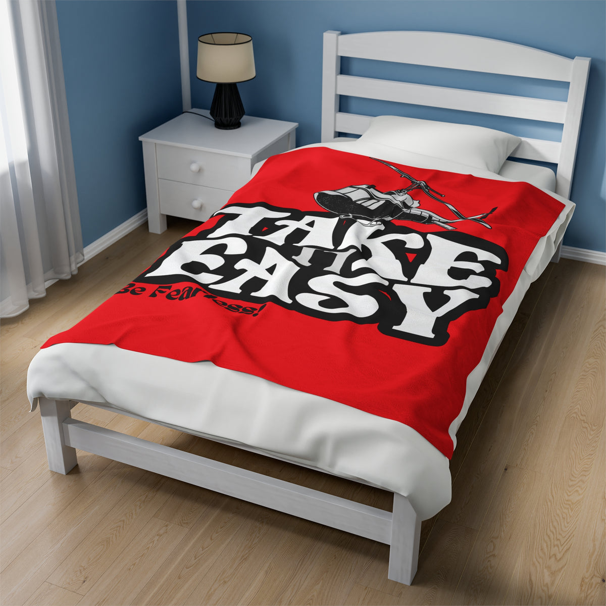 Take it Easy Stay Fearless Velveteen Plush Blanket - NGOWE STORE