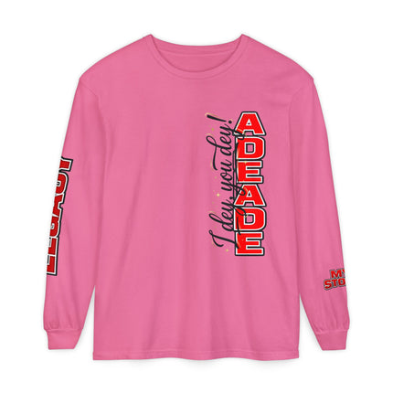 AdeAde “I Deh, You Deh?” — Original • My Story • Legacy Edition Unisex Garment-dyed Long Sleeve T-Shirt