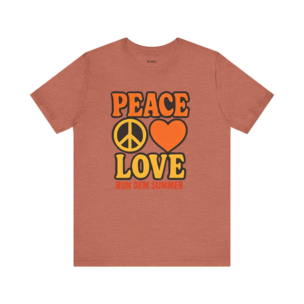 Peace & Love Summer Vibes Unisex Tee, Perfect for Festivals, Casual Outfits, Gifts, Music Events, and Spreading Positivity - NGOWE STORE