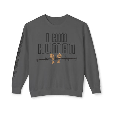 HUMAN Unisex Lightweight Crewneck Sweatshirt - 'I Am Human' Graphic