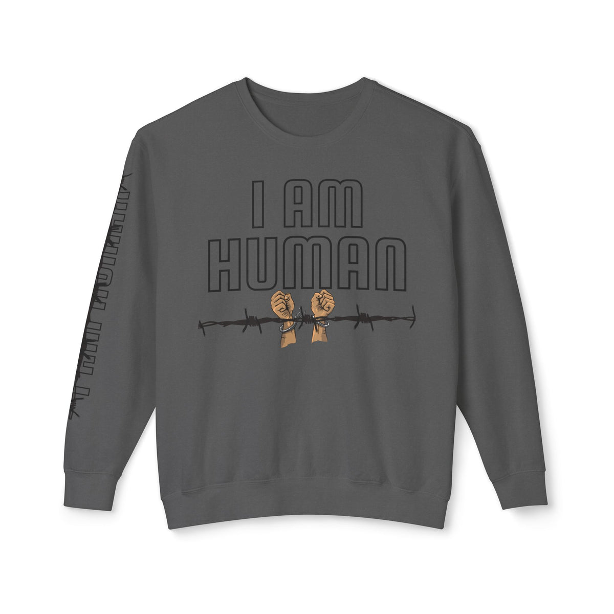 HUMAN Unisex Lightweight Crewneck Sweatshirt - 'I Am Human' Graphic - NGOWE STORE