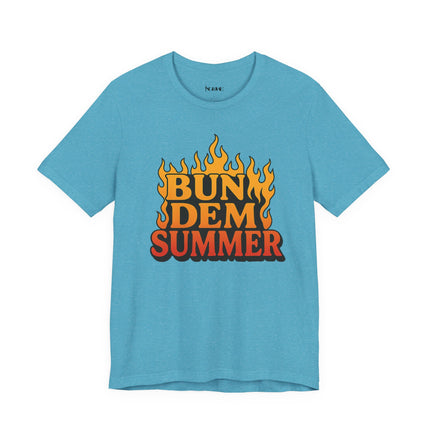 BUN DEM SUMMER Vibes! Graphic Tee - Unisex Short Sleeve T-Shirt, Fun Summer Outfit, Casual Wear, Beach Day Apparel, Gift for Summer Lovers