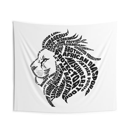 Lion Word Art Indoor Wall Tapestries