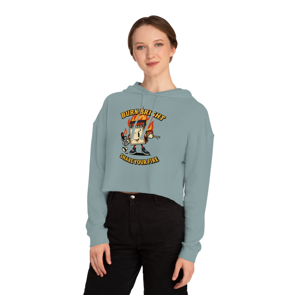 Bun Dem Summer Cropped Sweatshirt with Motivational Design Empire Edition - Burn Bright, Share Your Fire, Cute Hoodie for Women, Trendy Casual Wear, Gift for Her - NGOWE STORE