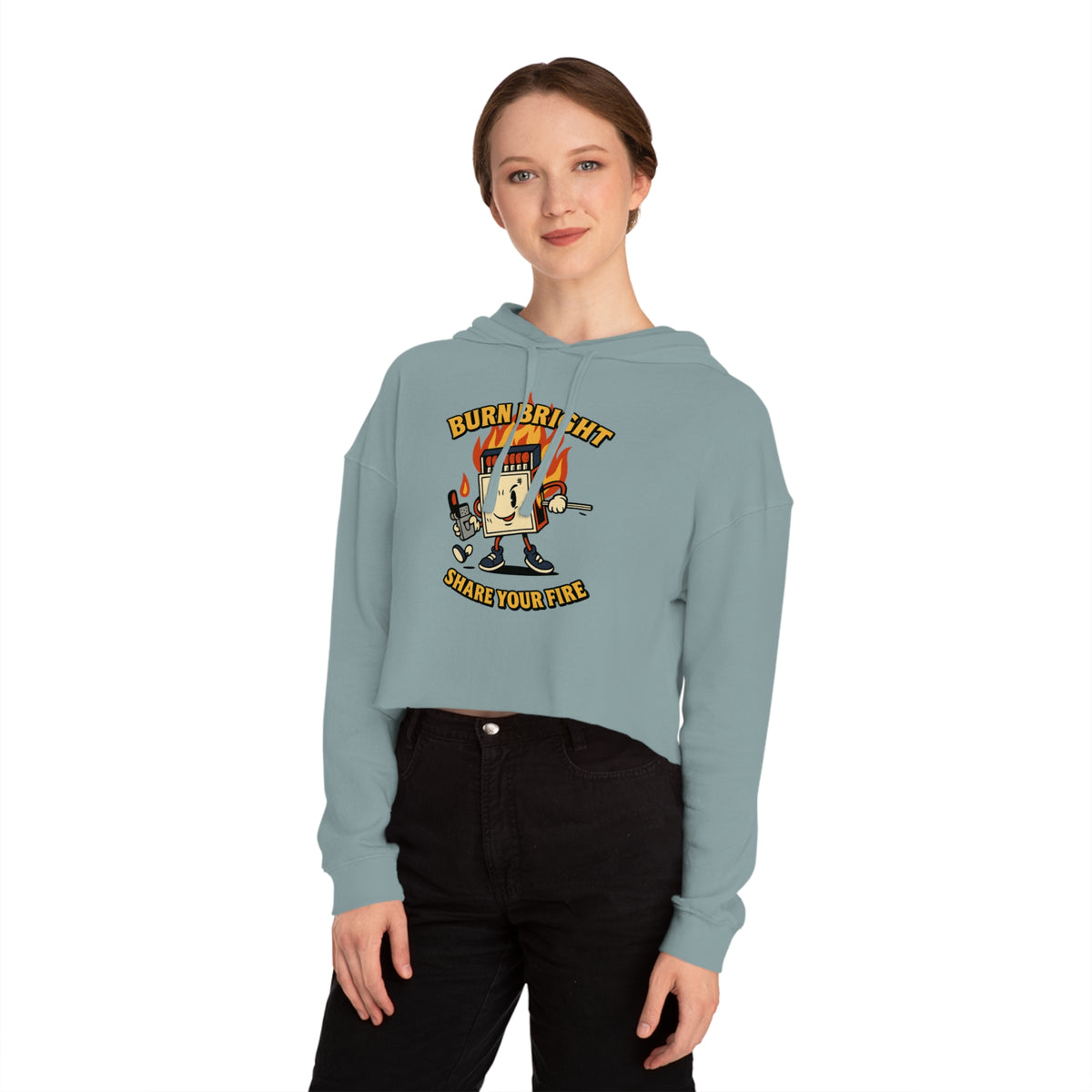 Bun Dem Summer Cropped Sweatshirt with Motivational Design Empire Edition - Burn Bright, Share Your Fire, Cute Hoodie for Women, Trendy Casual Wear, Gift for Her - NGOWE STORE