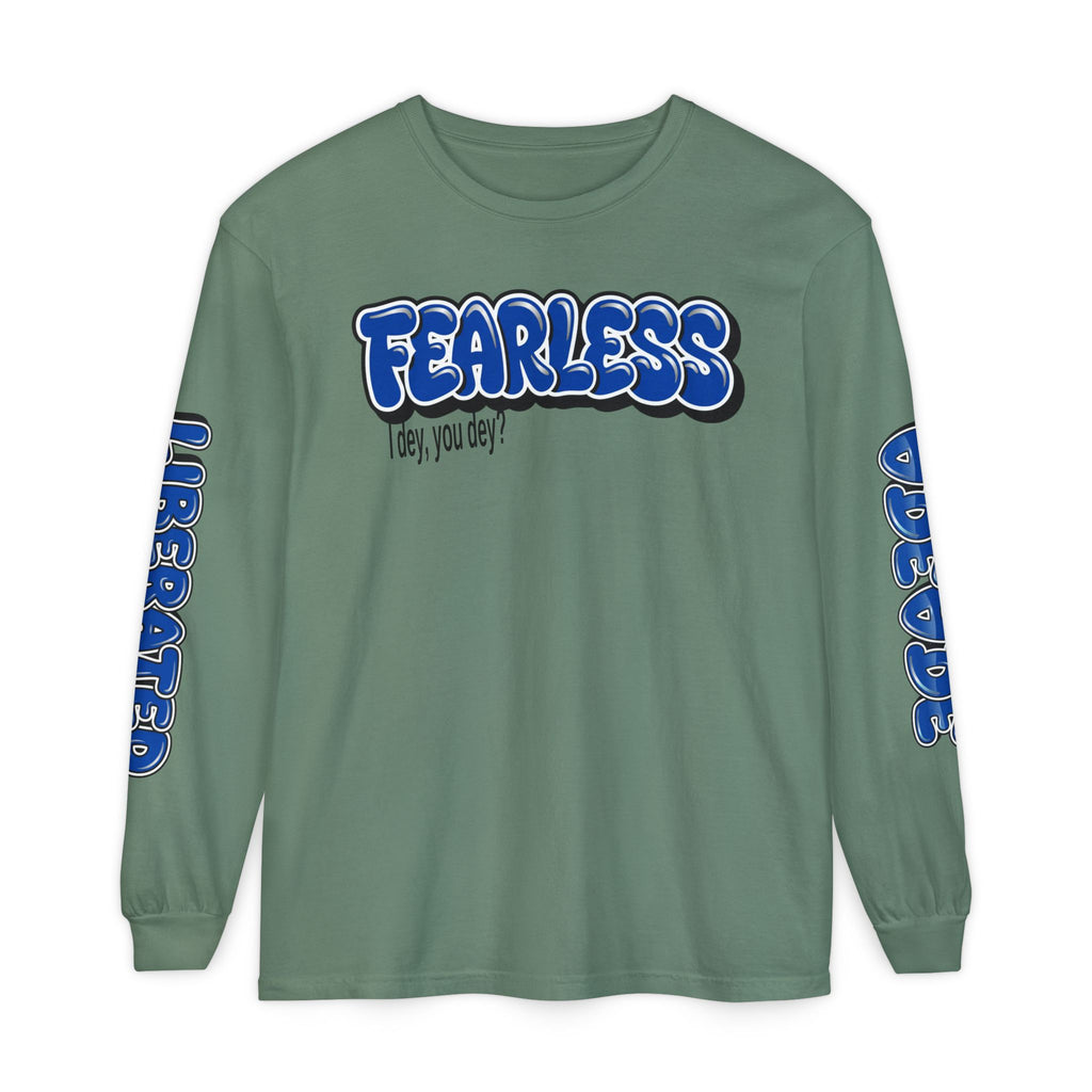 FEARLESS “AdeAde No Excuses” Long Sleeve T-Shirt | NGOWE Fearless Collection – Unisex Motivation Garment-dyed - NGOWE STORE