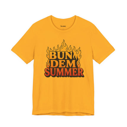 BUN DEM SUMMER Vibes! Graphic Tee - Unisex Short Sleeve T-Shirt, Fun Summer Outfit, Casual Wear, Beach Day Apparel, Gift for Summer Lovers