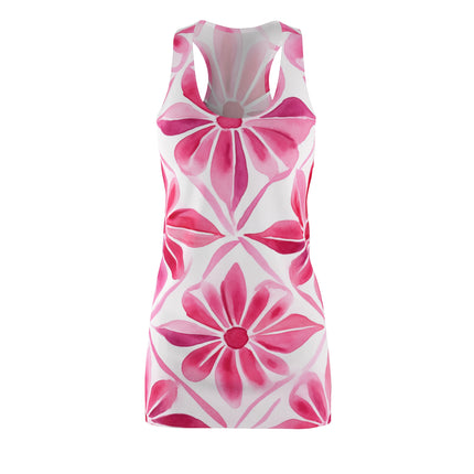 Pink Floral Women's Cut & Sew Racerback Dress (AOP)