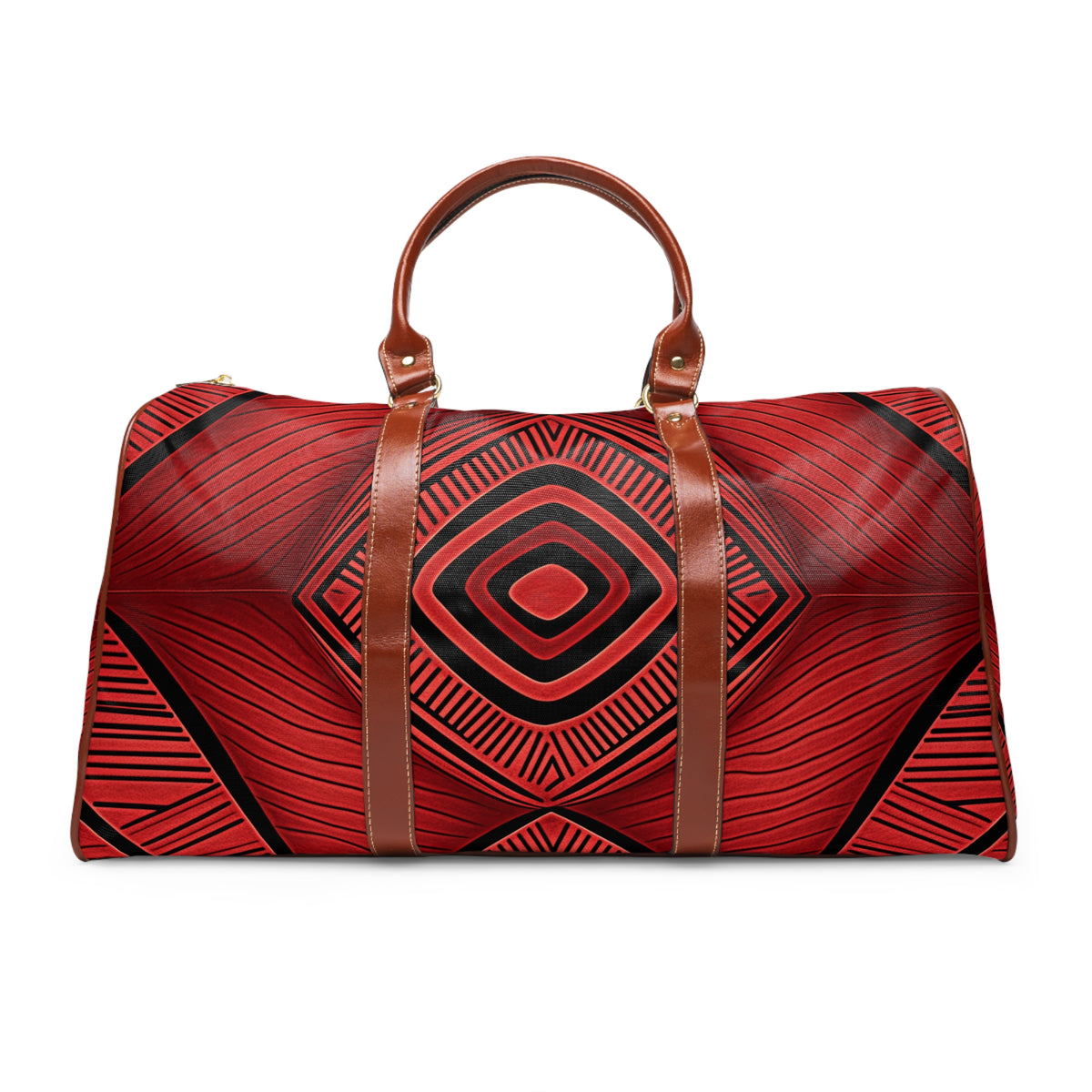 Red Diamond Pattern Waterproof Travel Bag - NGOWE STORE