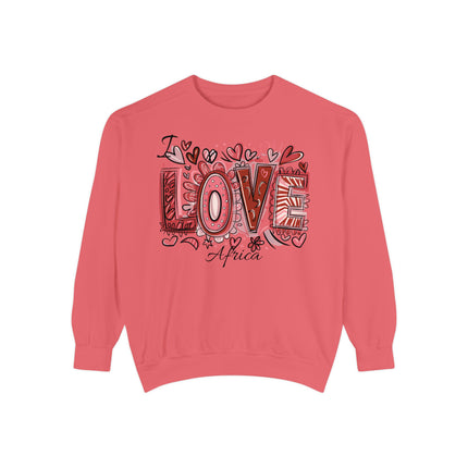 I Love Africa Unisex Garment-Dyed Sweatshirt