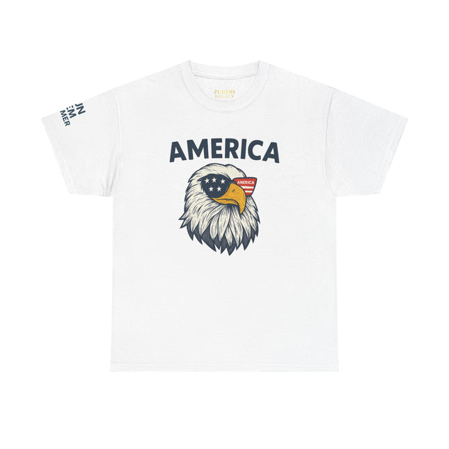 Patriotic Eagle Tee, Unisex Heavy Cotton Tee, USA Independence Day Shirt, American Apparel, 4th of July Top, Freedom Graphic Tee - NGOWE STORE
