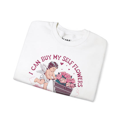 Valentine's Can Buy Myself Flowers Unisex Heavy Blend™ Crewneck Sweatshirt